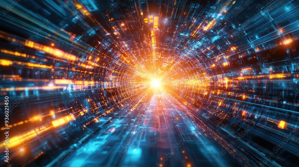 A dynamic burst of light showcases a vibrant digital tunnel, blending technology and energy in a stunning visual experience. A dynamic burst of light showcases a vibrant digital tunnel, blending technology and energy in a stunning visual experience.