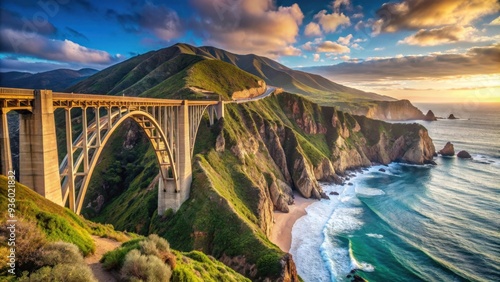 Scenic Bixby Creek Bridge in Big Sur, California, bridge, Big Sur, California, landmark, architecture