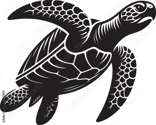 Sea turtle silhouette illustration isolated on a white background
