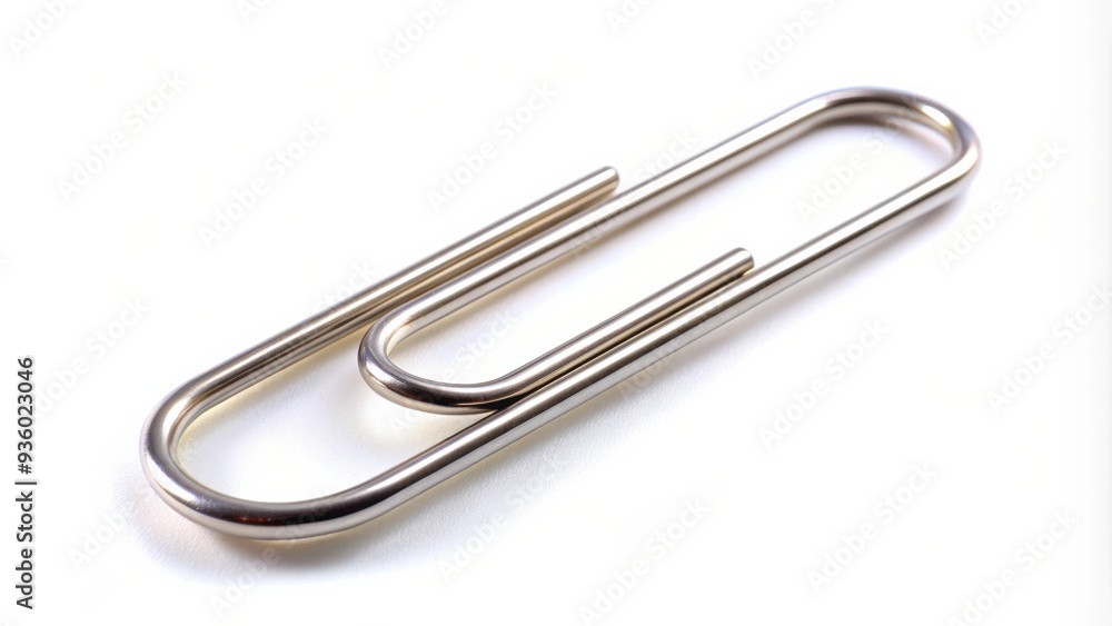 Paper clip isolated on white background, office supplies, single object, metal, stationery, document, organization, school Paper clip isolated on white background, office supplies, single object, metal, stationery, document, organization, school