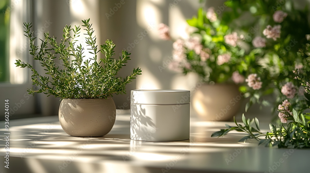 Aesthetic Cosmetic Mockup with Potted Plants on Grey Table - Beautiful Floral Arrangement for Home Decor and Botanical Photography Inspiration Aesthetic Cosmetic Mockup with Potted Plants on Grey Table - Beautiful Floral Arrangement for Home Decor and Botanical Photography Inspiration