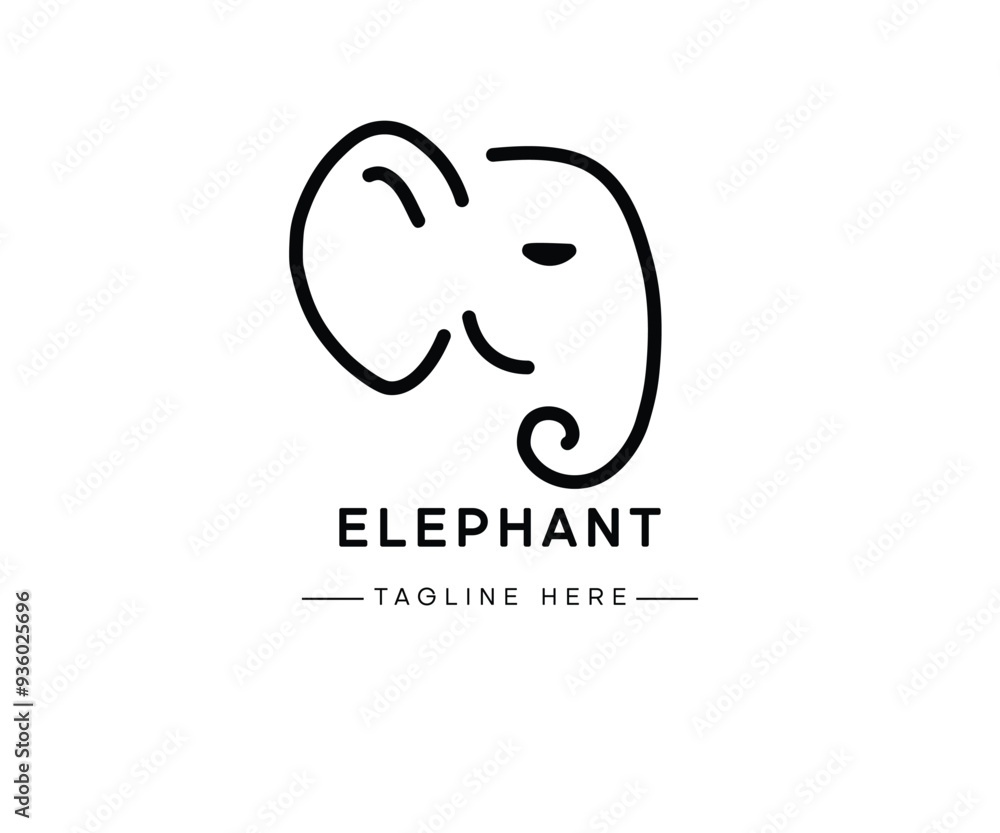 Simple and minimal elephant line art logo icon. Modern vector line icon isolated on white background. Simple and minimal elephant line art logo icon. Modern vector line icon isolated on white background.