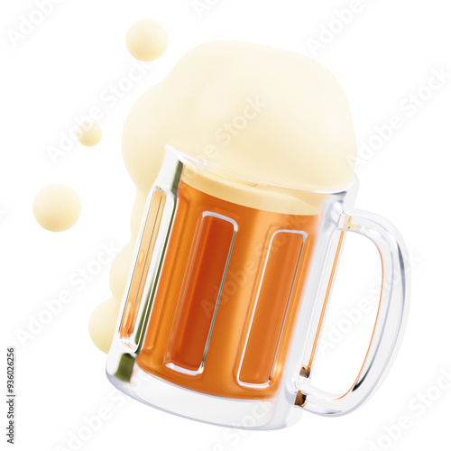3D Glass of Beer Oktoberfest Drink