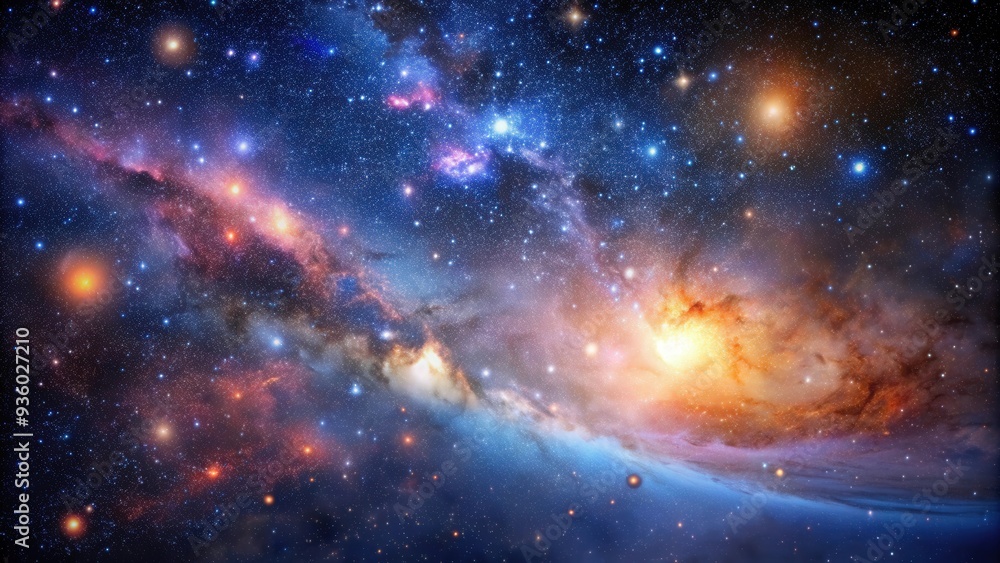 Naklejka premium Night sky filled with a stunning display of stars, nebula, and galaxies, stars, nebula, galaxy, universe, cosmic, astronomical