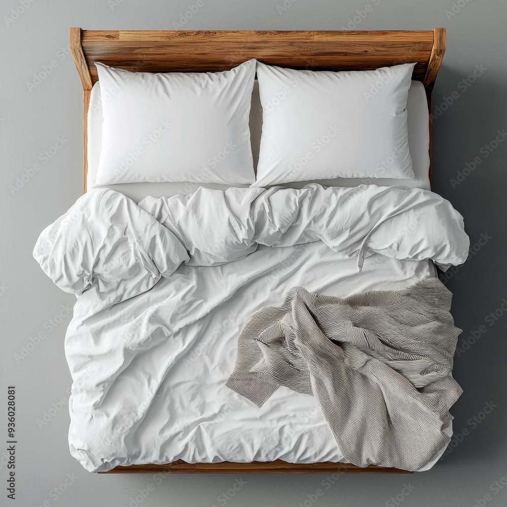 Classic bed with pillow and throw created with generated ai Classic bed with pillow and throw created with generated ai