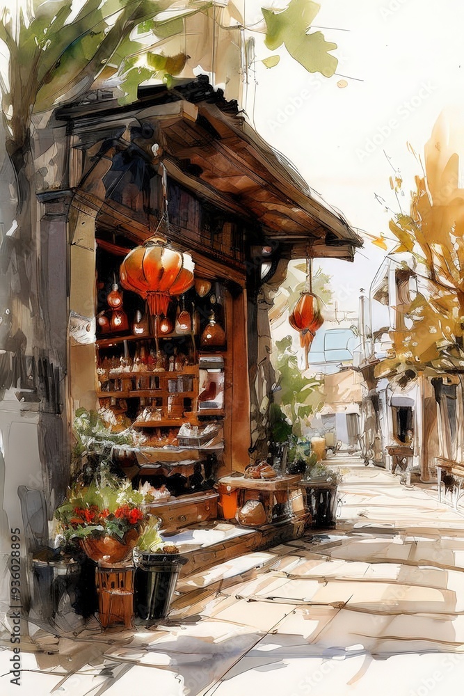 the AI Image Generator, streets with windows and houses and flowers china