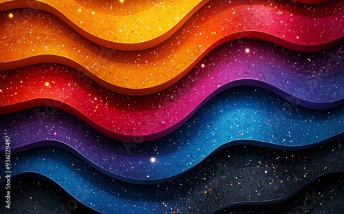 The background is made up of dynamic wavy overlap layers with a light effect.