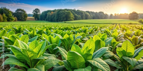 Tobacco plantation with lush green leaves in Poland, tobacco, plantation, agriculture, green, leaves, Poland, farming photo