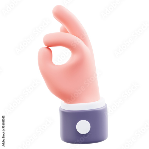 3D Okay Hand Gesture Illustration