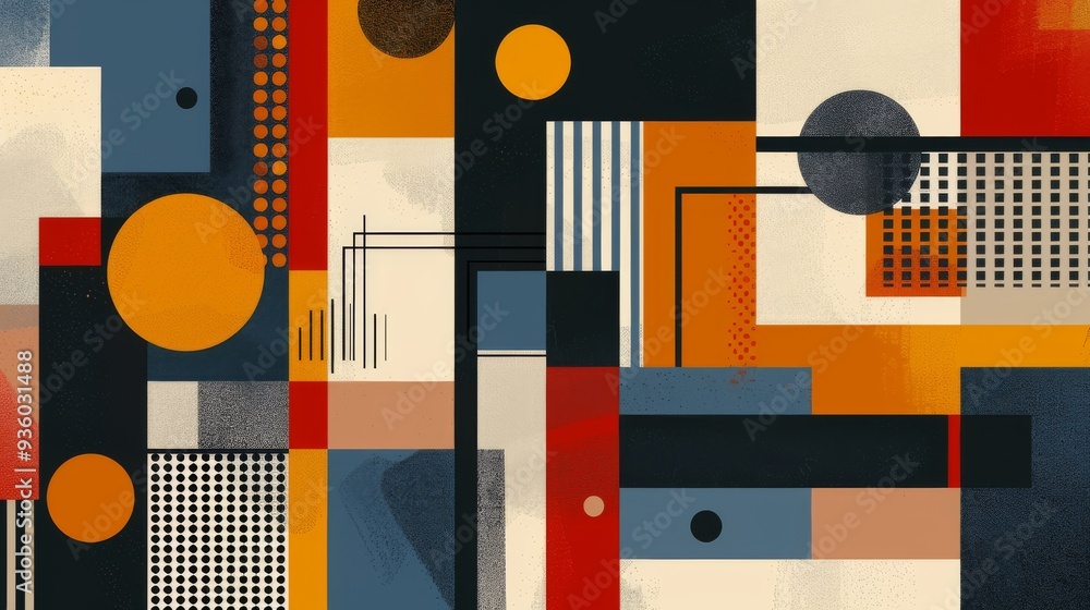A clean and minimalistic geometric design with Scandinavian colors, using abstract shapes like rectangles and circles A clean and minimalistic geometric design with Scandinavian colors, using abstract shapes like rectangles and circles
