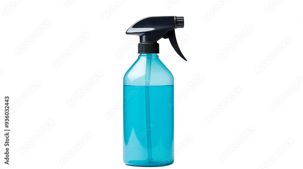 A blue spray bottle with a black nozzle,PNG A blue spray bottle with a black nozzle,PNG