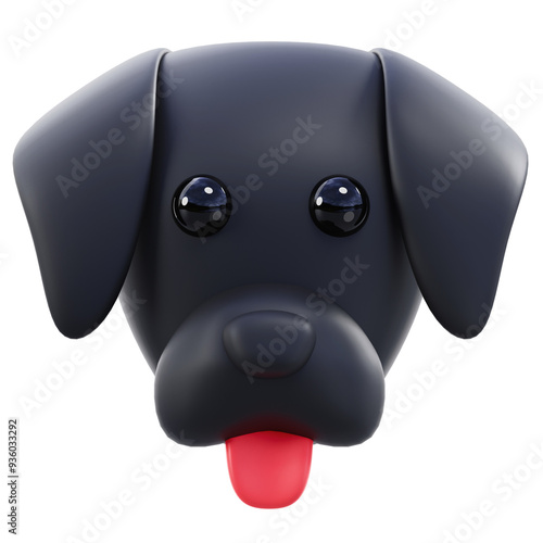3D Black Dog Cartoon