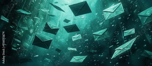 Futuristic Digital Communication Concept with Floating Envelopes in a Virtual Space