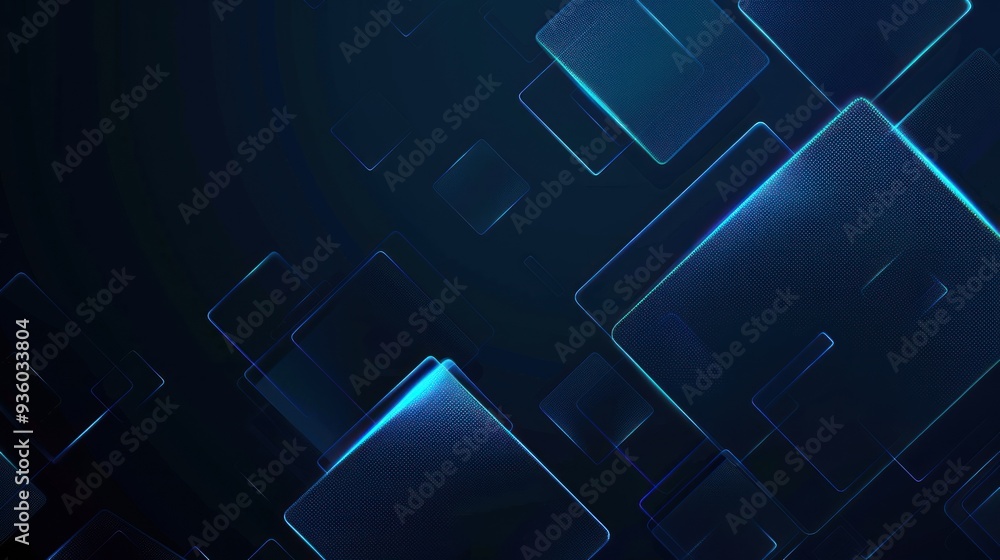 Abstract Geometric Background with Blue Glowing Squares Abstract Geometric Background with Blue Glowing Squares