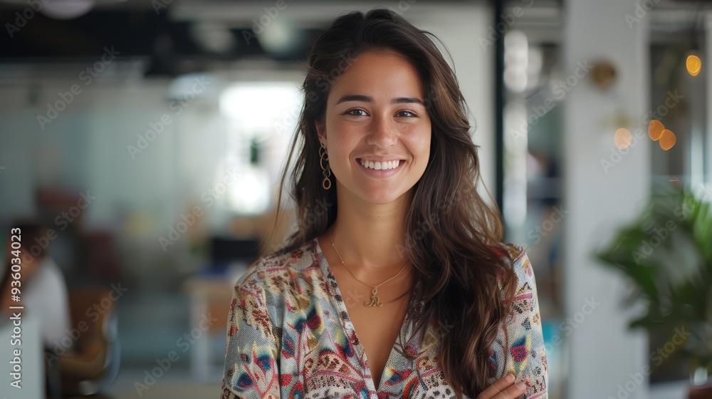Smiling Young Professional Woman in Modern Office Smiling Young Professional Woman in Modern Office
