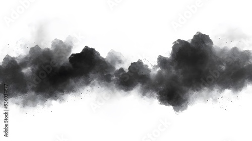 Black Dense Clouds on White Background, Abstract Image, Texture, Pattern, Wallpaper, Cover and Screen of Smartphone, Cell Phone, Computer, Laptop, 9:16 and 16:9 Format