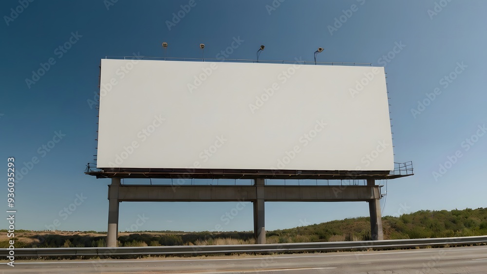 A large blank billboard on a highway, that is empty A large blank billboard on a highway, that is empty