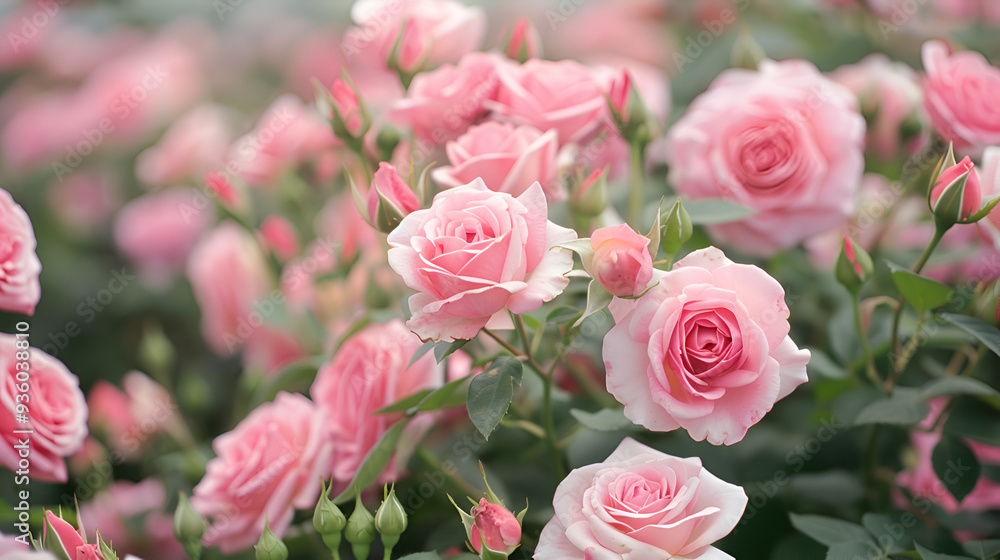 Field of pink roses flowers production under a greenhouse, Generative AI
Field of pink roses flowers production under a greenhouse, Generative AI