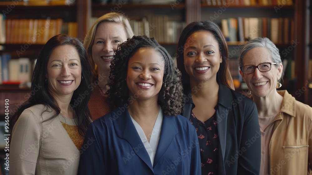 Diverse Group of Professional Women Smiling in Office Diverse Group of Professional Women Smiling in Office