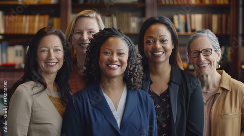 Diverse Group of Professional Women Smiling in Office