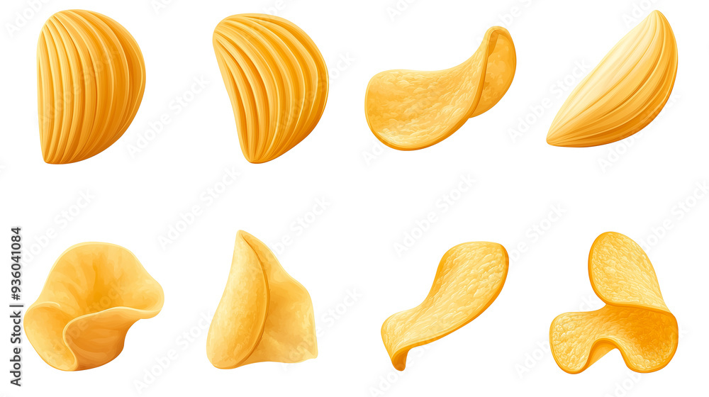 Set of potato chips on white background png Set of potato chips on white background png