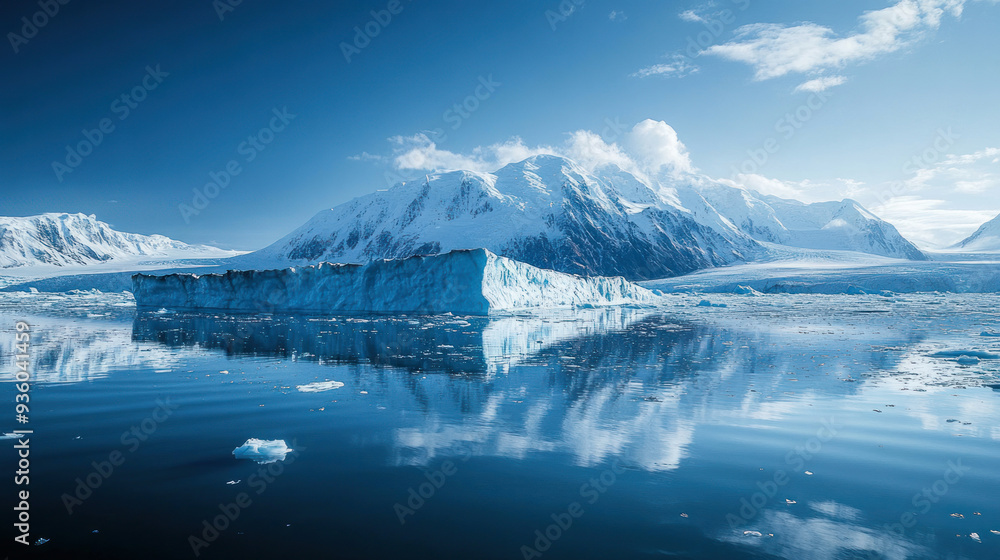 Fototapeta premium Glaciers retreating in the Arctic, showing the impact of rising temperatures