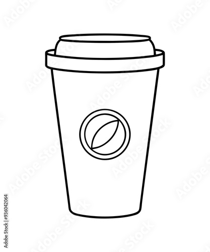 Coffee cup with heart clipart mug. Icon, Line Design.