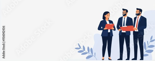 Government officials discussing economic reforms, flat design illustration