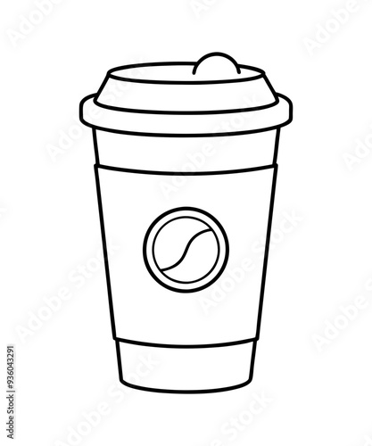 Coffee cup with heart clipart mug. Icon, Line Design.