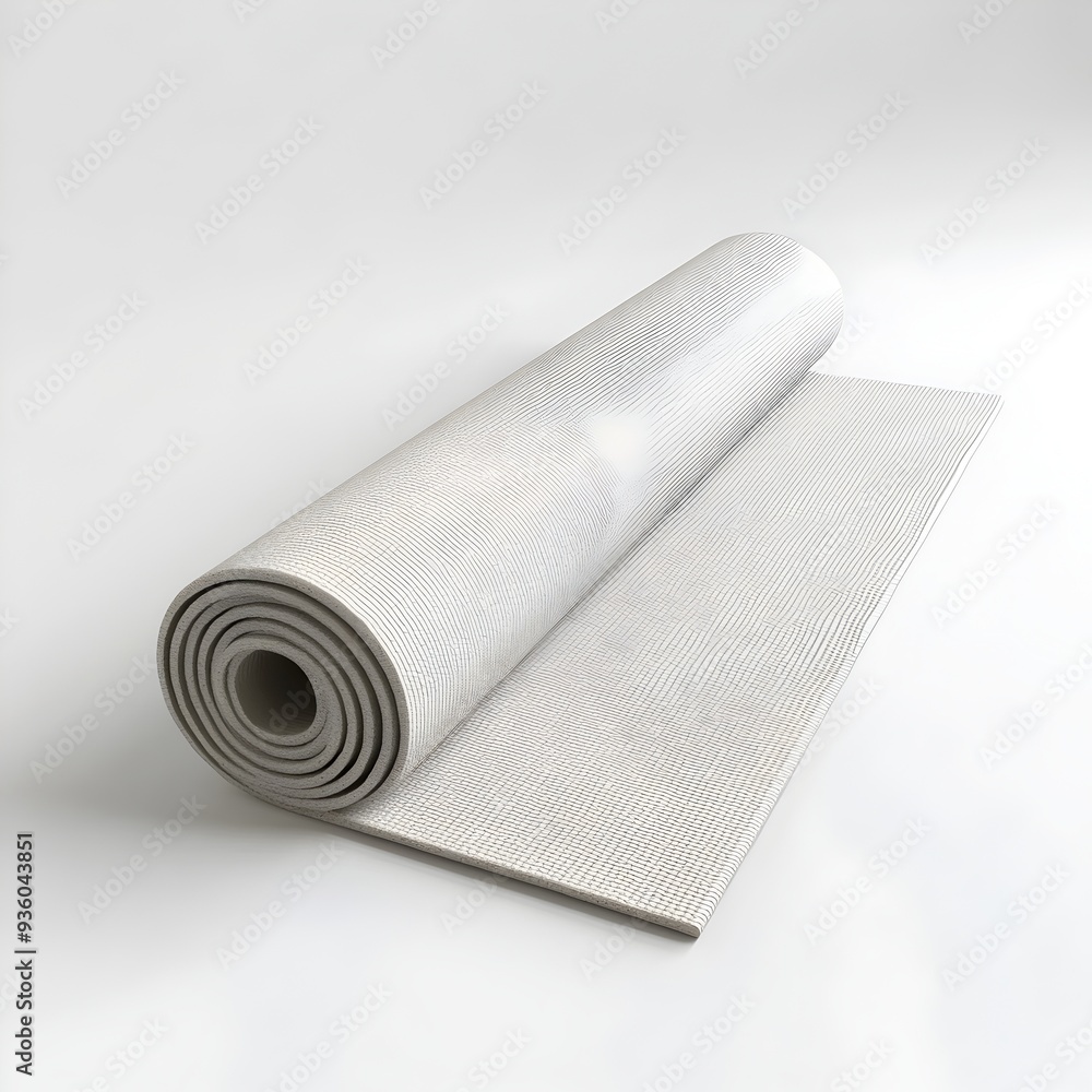 Rolled Up Yoga Mat on White Background Representing Wellness and Exercise Rolled Up Yoga Mat on White Background Representing Wellness and Exercise