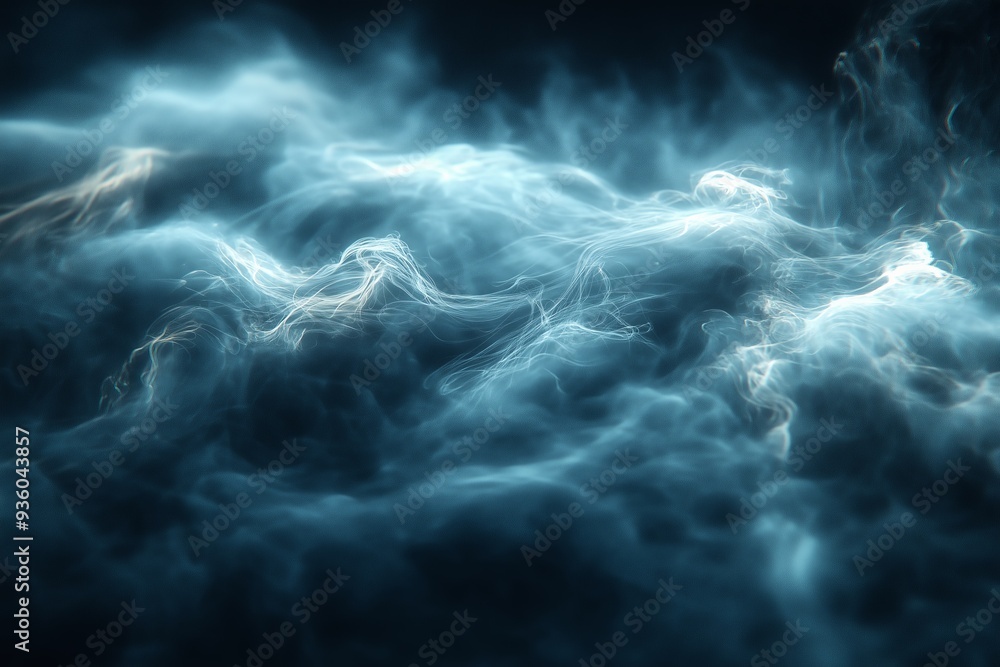 Blue Ethereal Mist and Smoke Swirling in a Dark Atmospheric Background, Perfect for Abstract Concepts and Mysterious Mood Designs Blue Ethereal Mist and Smoke Swirling in a Dark Atmospheric Background, Perfect for Abstract Concepts and Mysterious Mood Designs