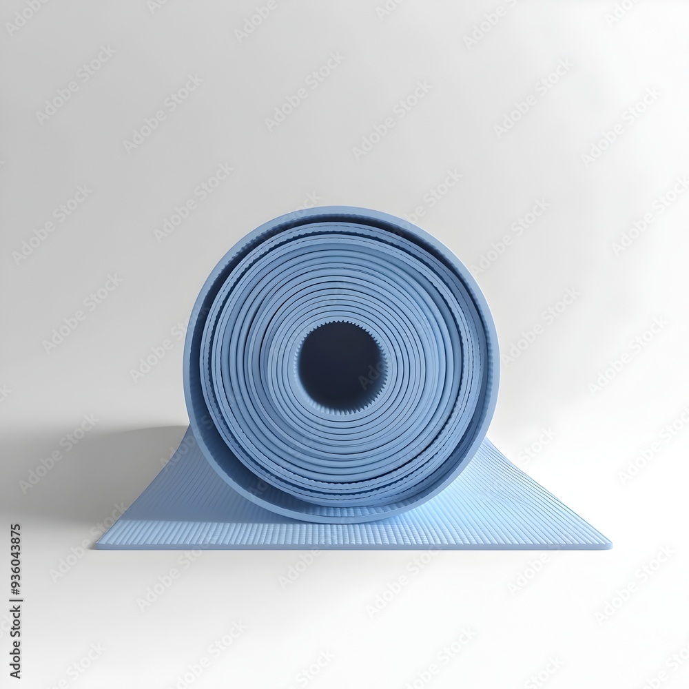 Rolled Up Yoga Mat on White Background for Wellness and Fitness Concept Rolled Up Yoga Mat on White Background for Wellness and Fitness Concept