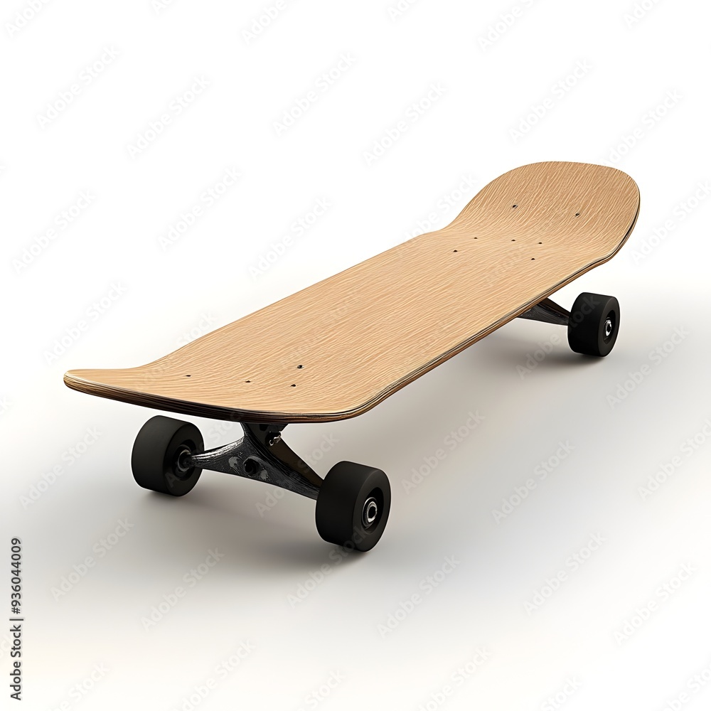 Vibrant 3D Skateboard Isolated on Clean White Studio Background Vibrant 3D Skateboard Isolated on Clean White Studio Background