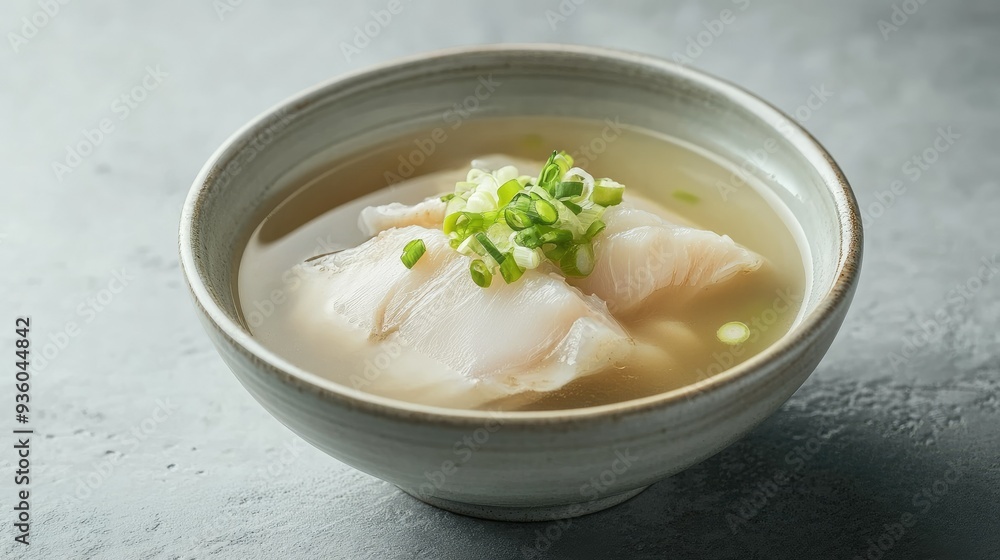raised premium shark fin soup elegantly served in a porcelain dish, isolated on a grey background. raised premium shark fin soup elegantly served in a porcelain dish, isolated on a grey background.