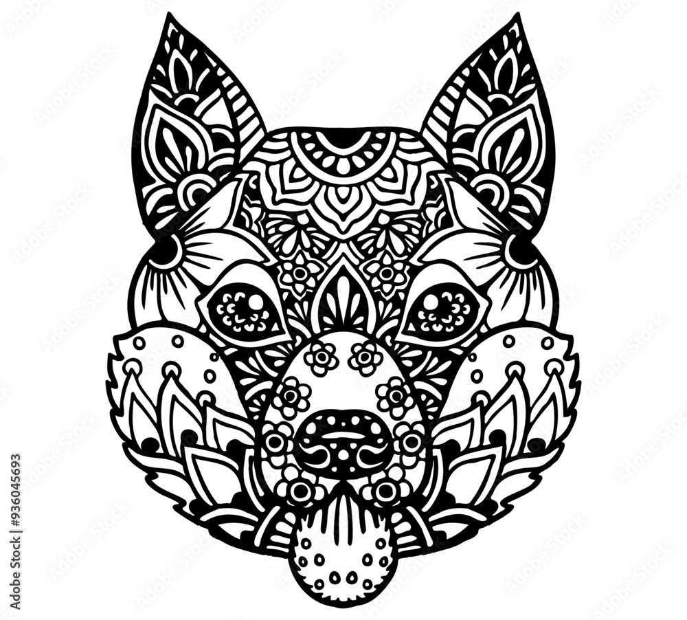 Obraz premium Finnish Spitz Mandala Tattoo 
