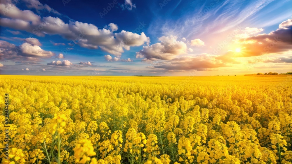 A beautiful canola field in full bloom with vibrant yellow flowers A beautiful canola field in full bloom with vibrant yellow flowers