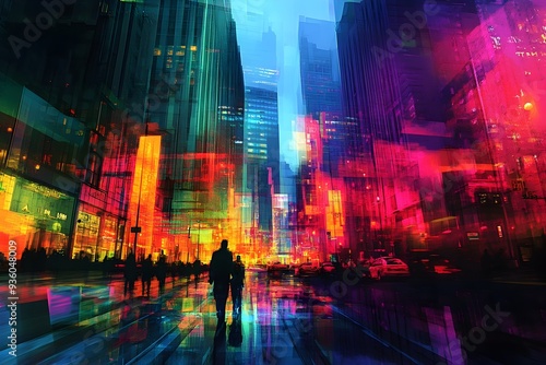 Captivating Twilight Metropolis A Spooky Treasure Hunt in an Abstract Cityscape