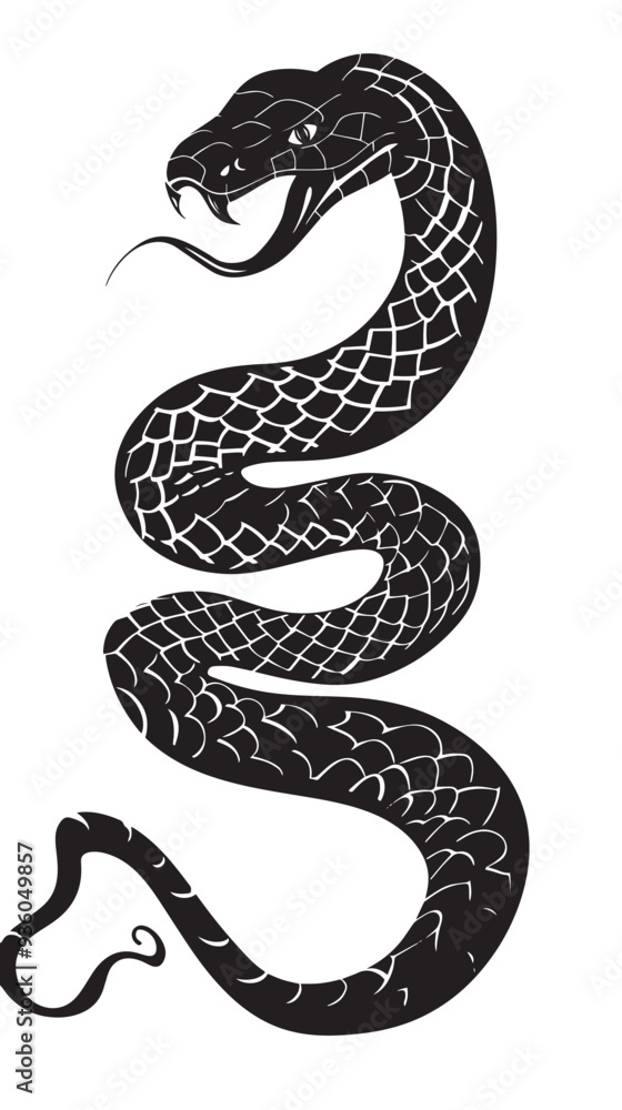 Fototapeta premium Vector snake silhouette isolated on a white background