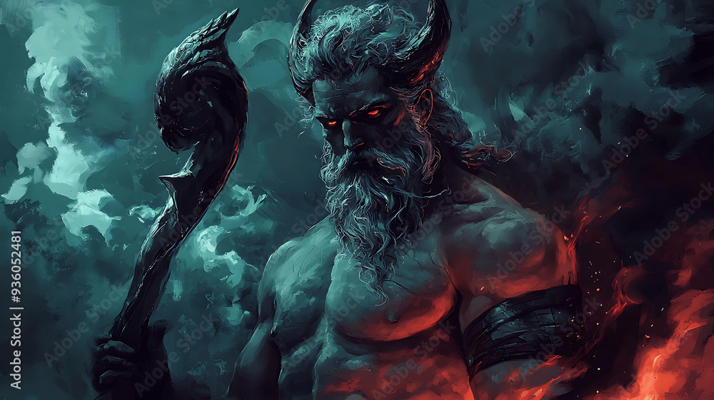 Powerful Depiction Of Hades Greek God Of The Underworld Stock 
