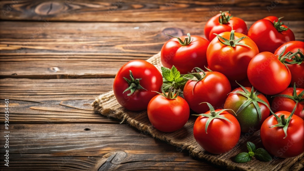 Fresh ripe tomatoes on a wooden table Fresh ripe tomatoes on a wooden table