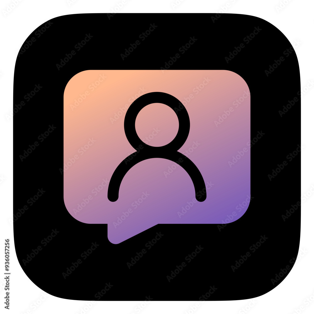 Vector share contact, bubble speech with person icon. Black, white background. Perfect for app and web interfaces, infographics, presentations, marketing, etc. Vector share contact, bubble speech with person icon. Black, white background. Perfect for app and web interfaces, infographics, presentations, marketing, etc.