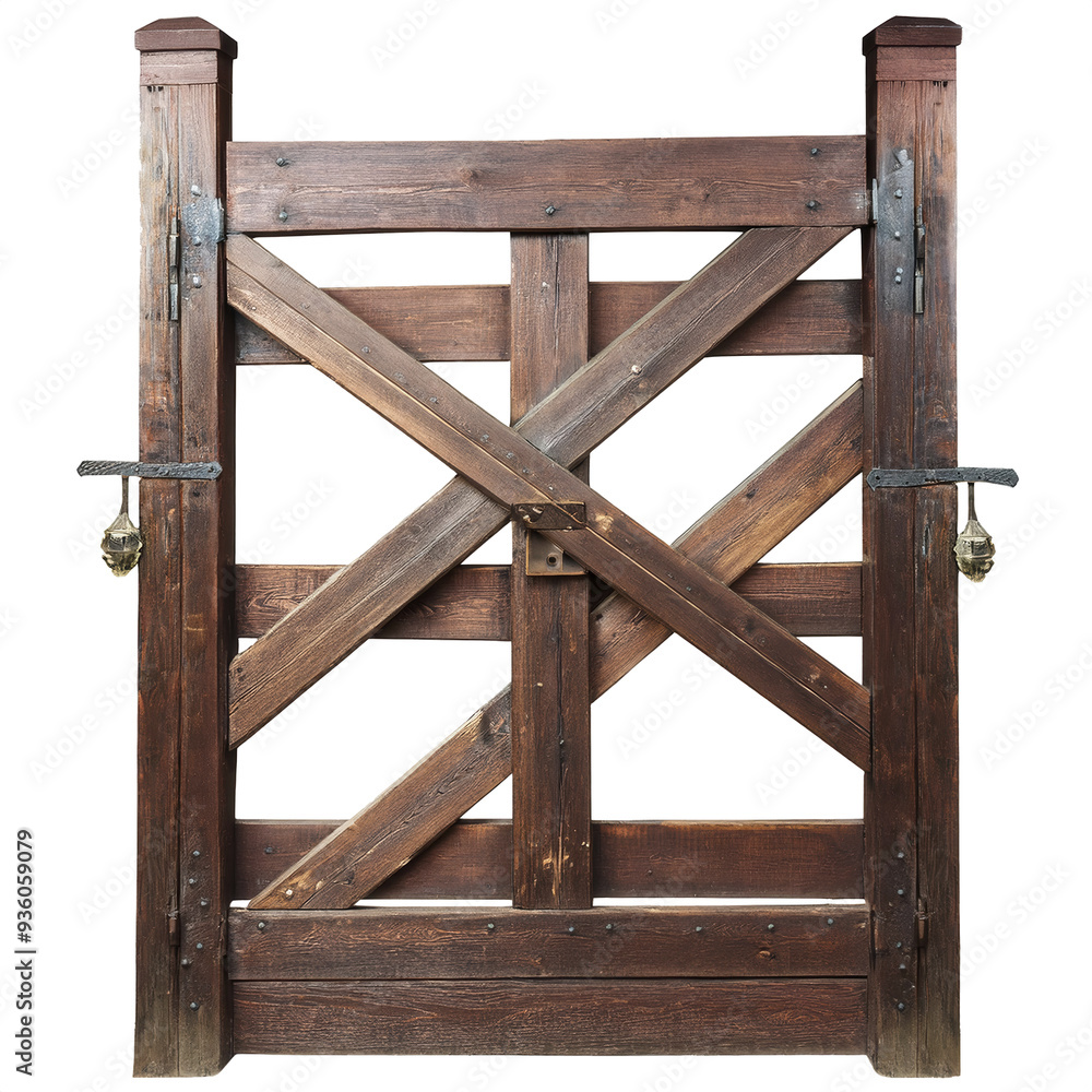 Rustic wooden gate isolated on a transparent background Rustic wooden gate isolated on a transparent background