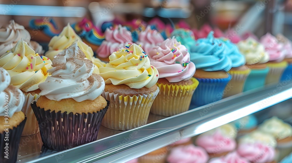 Assortment of Delicious Cupcakes on Display Assortment of Delicious Cupcakes on Display