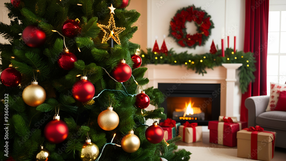 christmas tree with candles and decorations christmas tree with candles and decorations
