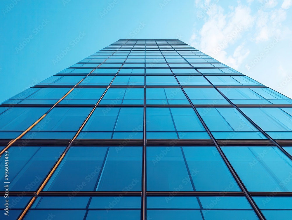 modern office building sleek glass facades reflective surfaces blue sky low angle view contemporary architecture corporate aesthetic geometric patterns urban skyline modern office building sleek glass facades reflective surfaces blue sky low angle view contemporary architecture corporate aesthetic geometric patterns urban skyline