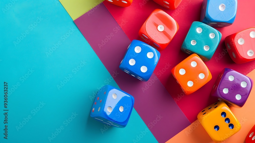 Bunch of colorful game board pieces isolated on colorful background