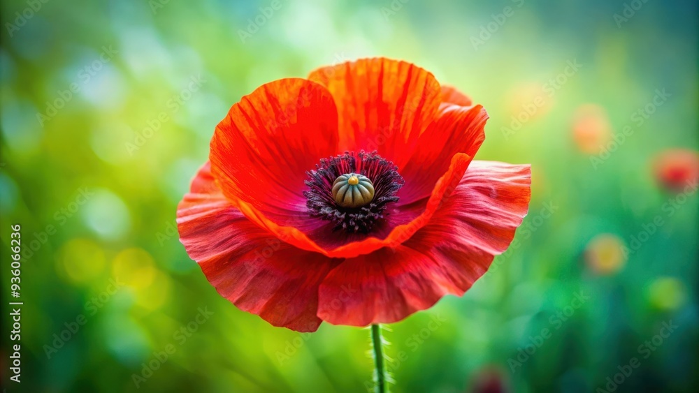 Vibrant red poppy flower in full bloom Vibrant red poppy flower in full bloom