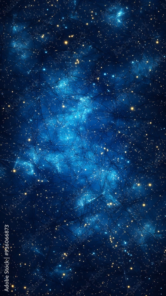 Obraz premium Floral, Flowers, Waves, Shapes, Stars, Blue, Abstract Image, Texture, Pattern Background, Wallpaper, Smartphone Cover and Screen, Cell Phone, Computer, Laptop, 9:16 and 16:9 Format