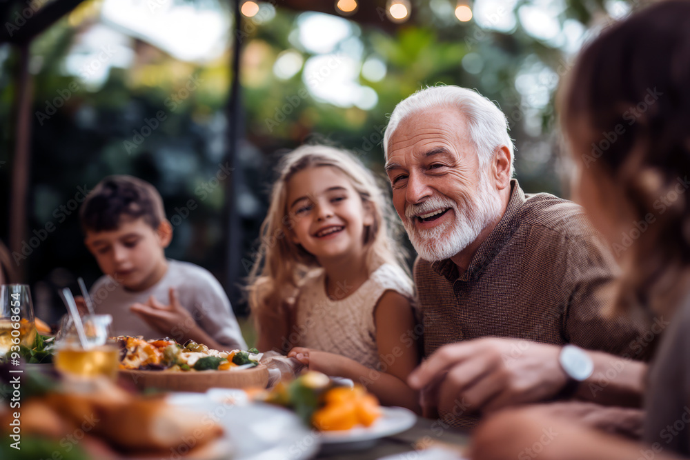 Grandfather and Grandchildren Enjoying a Day Full of Fun and Laughter Grandfather and Grandchildren Enjoying a Day Full of Fun and Laughter