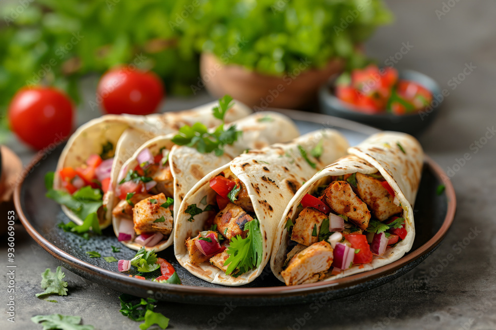 Authentic Mexican Taco in Tortilla Wrap Authentic Mexican Taco in Tortilla Wrap